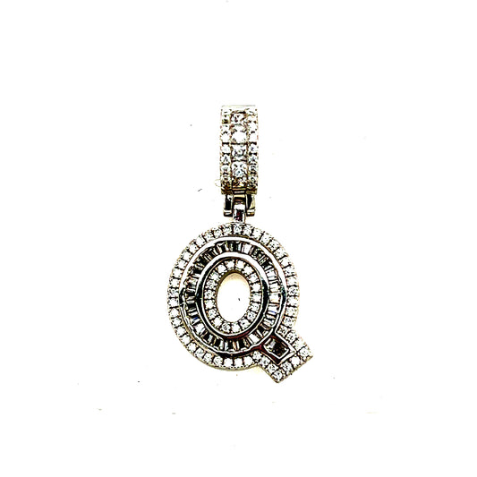 925 S.S. CZ Stone Letter Q Pendant