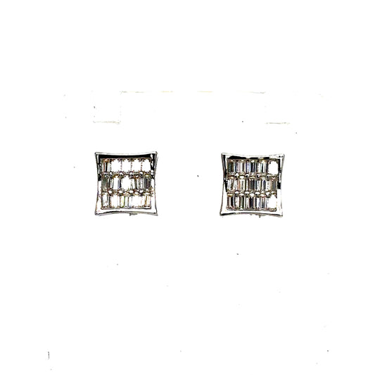 925 S.S. Square Baguette Moissanite Earrings