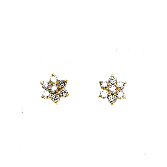 14k Gold VS Diamond Snowflake Flower Earrings