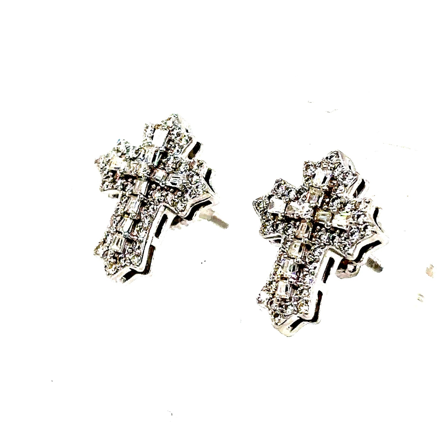 925 S.S. VVS Moissanite 2-Tier Cross Earrings