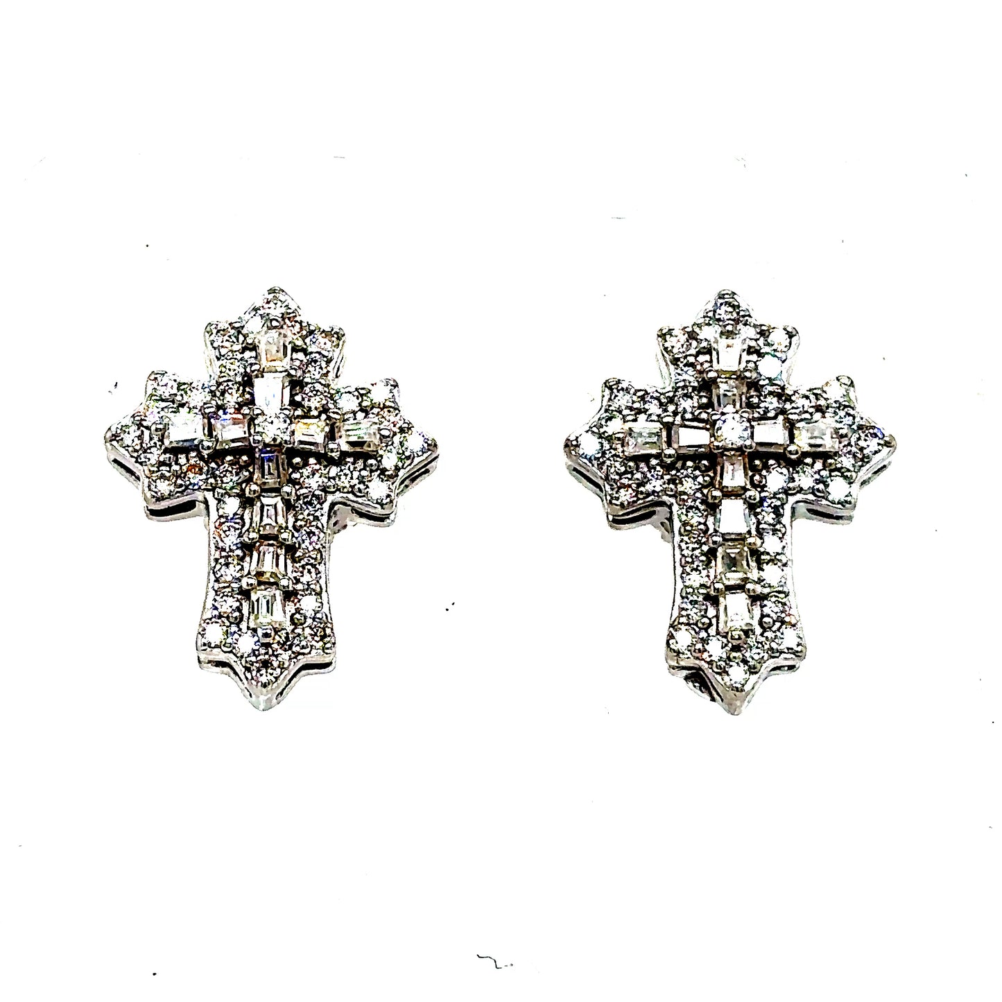 925 S.S. VVS Moissanite 2-Tier Cross Earrings