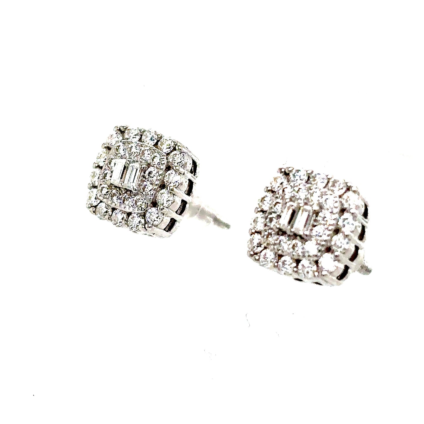 925 S.S. VVS Moissanite Square Earrings