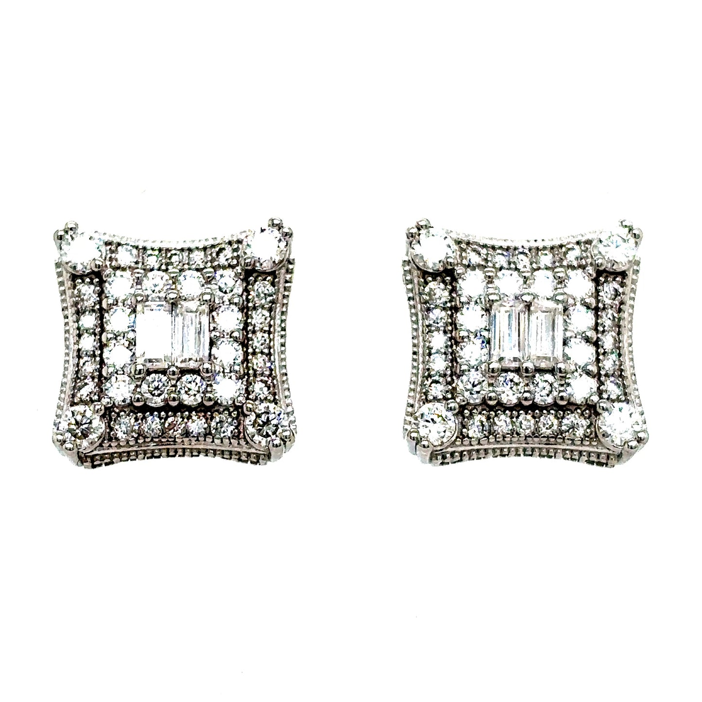 925 S.S. VVS Moissanite Square Earrings