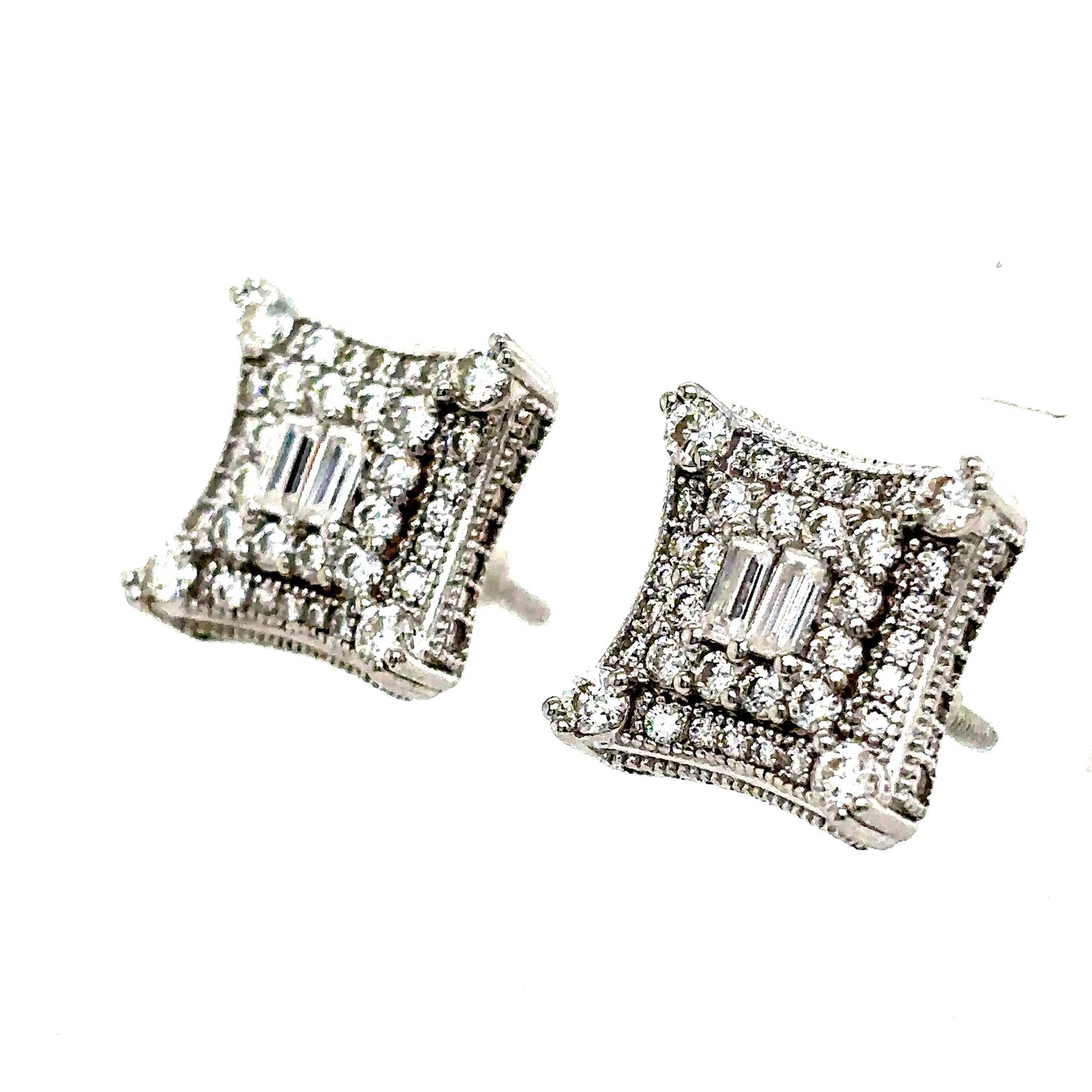 925 S.S. VVS Moissanite Square Earrings