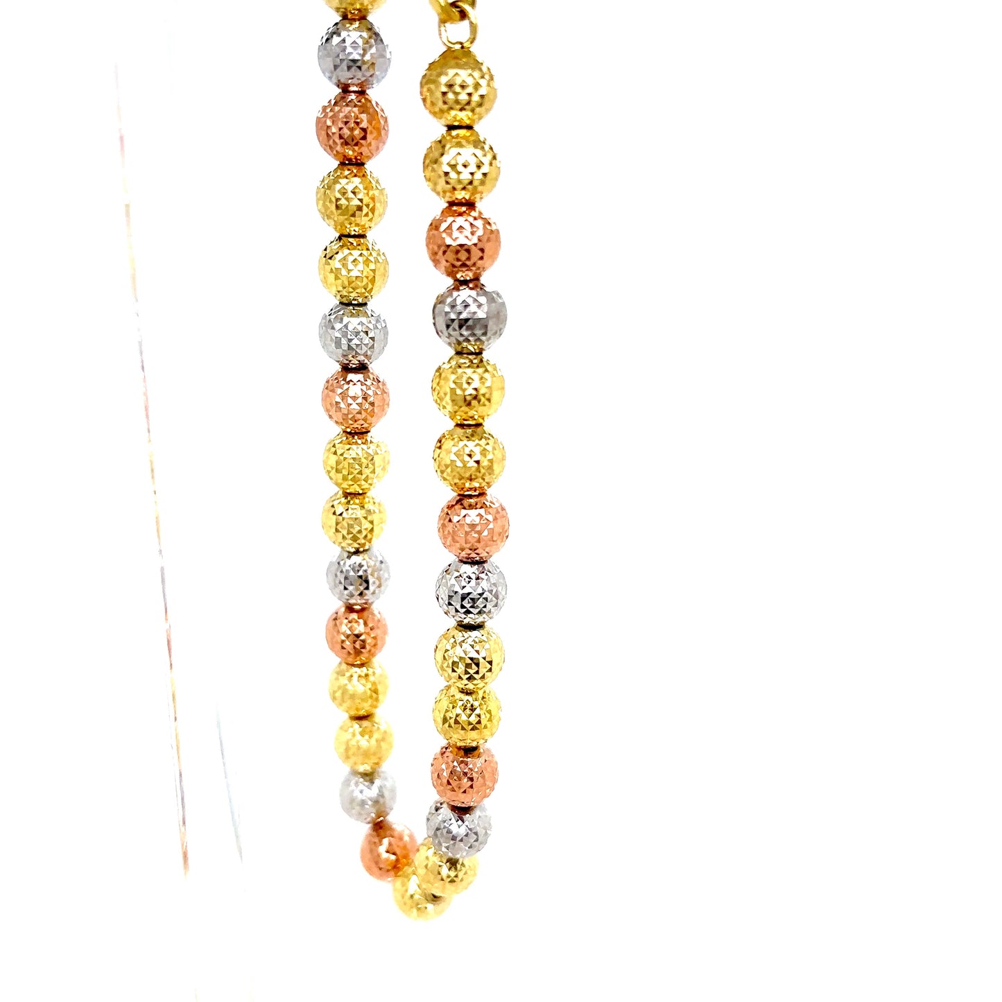 14k Tri-Tone Gold Candy Style Beaded Bracelet