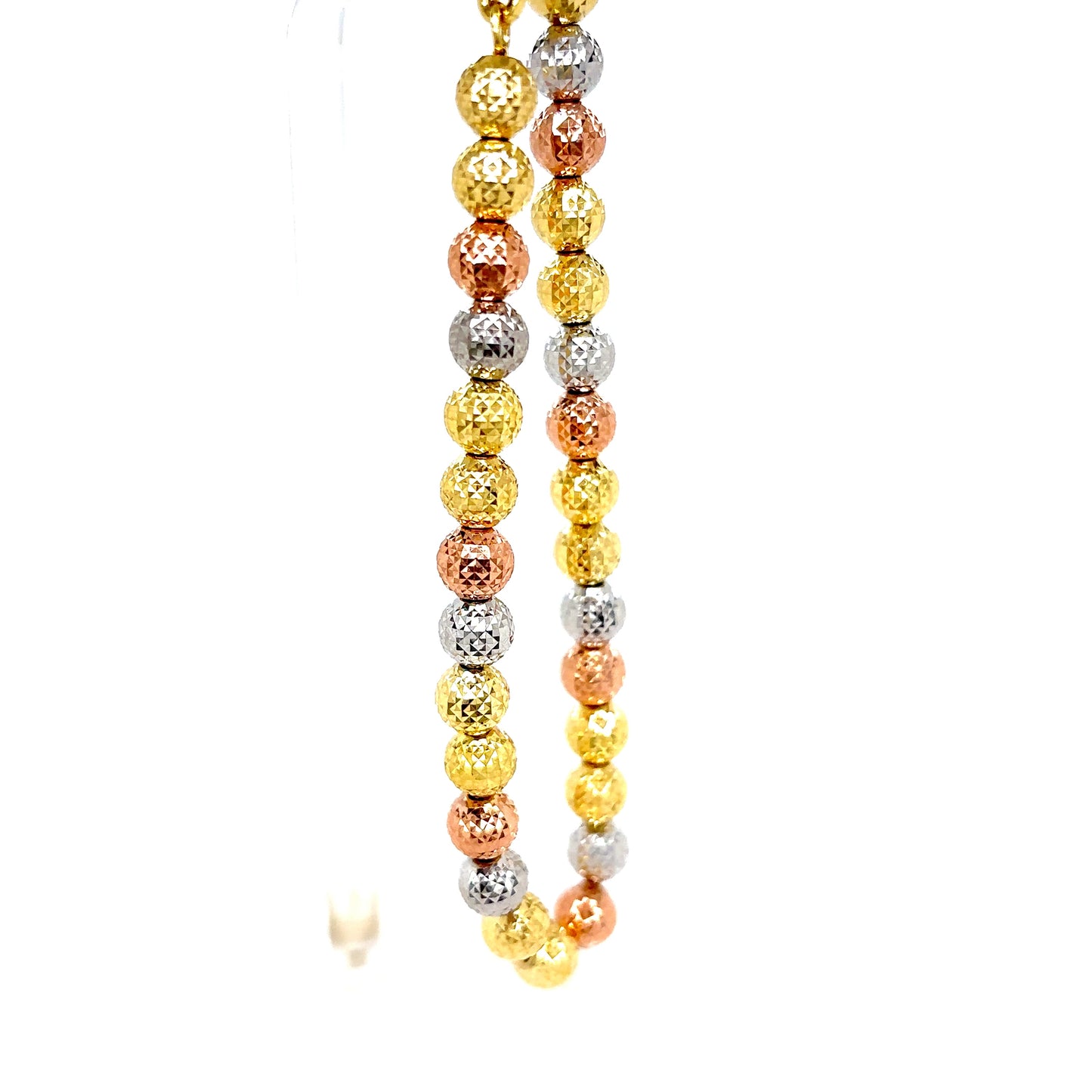 14k Tri-Tone Gold Candy Style Beaded Bracelet