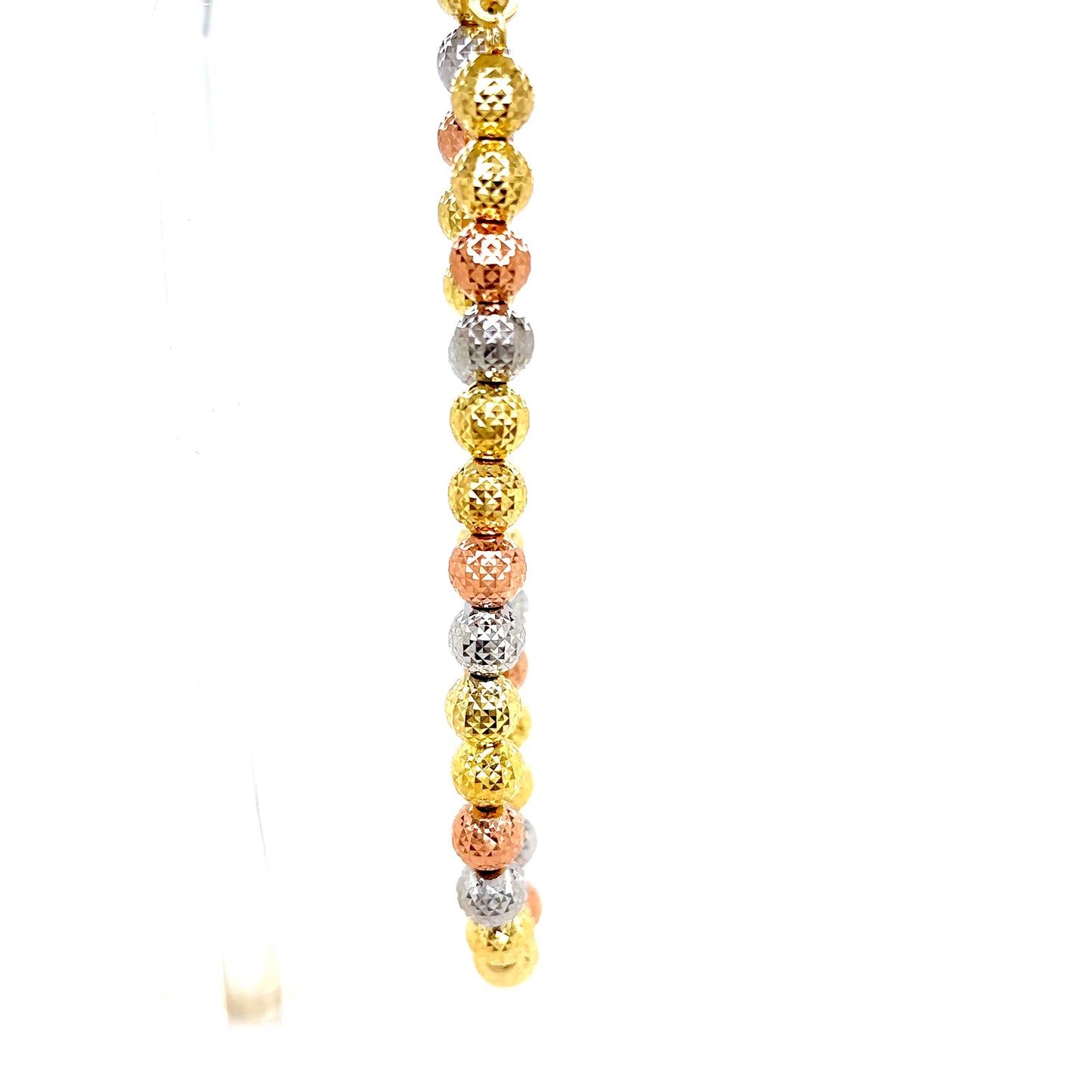 14k Tri-Tone Gold Candy Style Beaded Bracelet