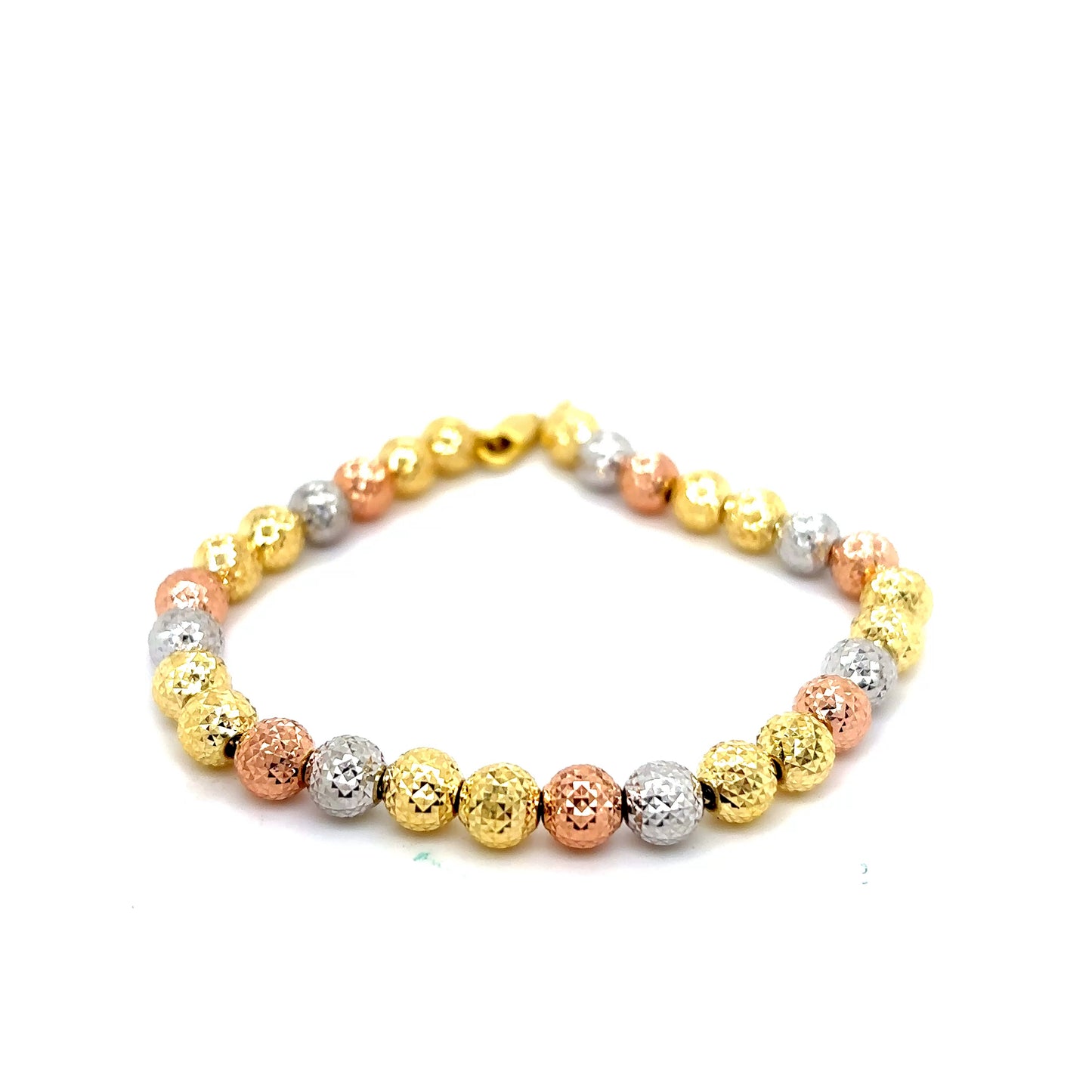 14k Tri-Tone Gold Candy Style Beaded Bracelet