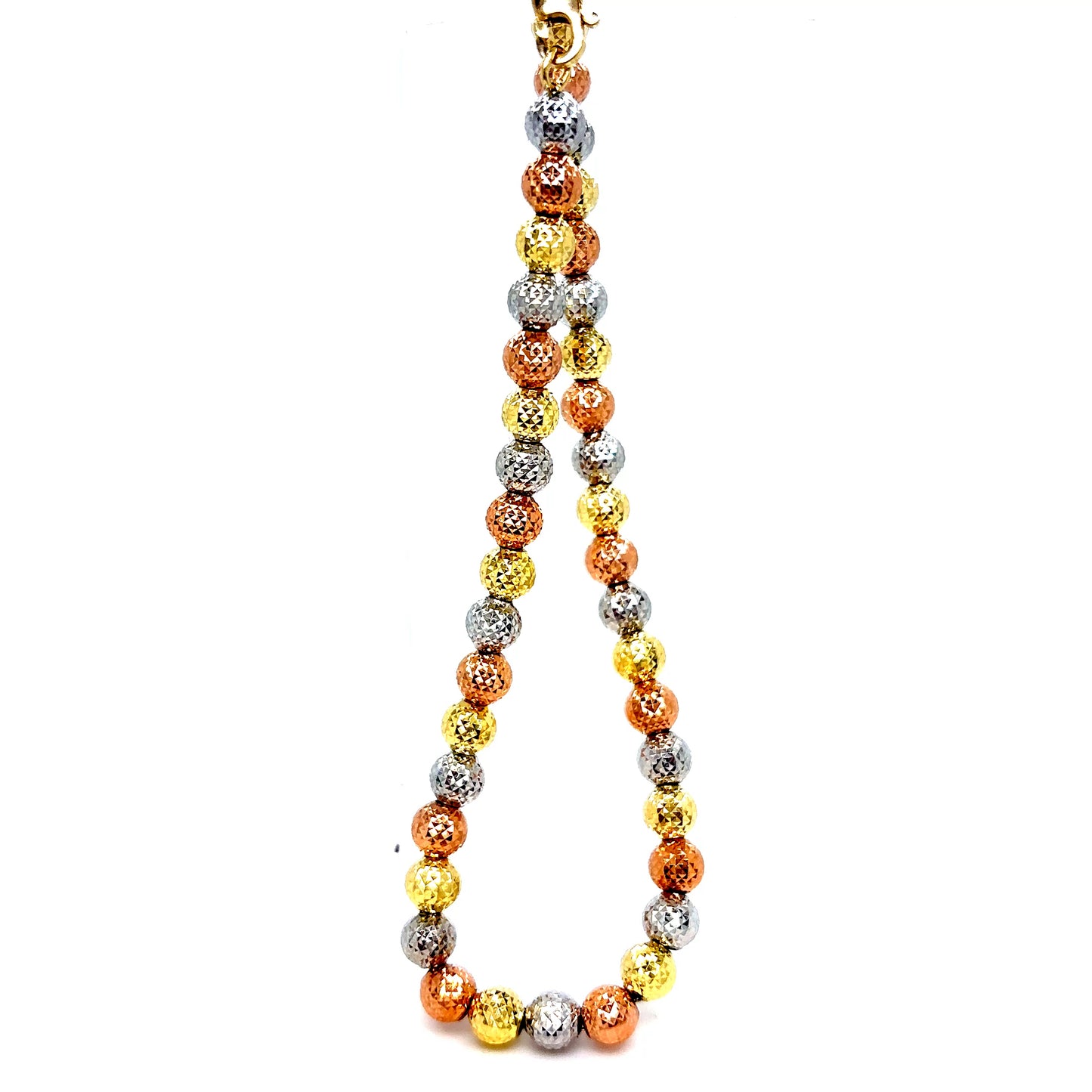 14k Gold Tri-Color Candy Beaded Bracelet