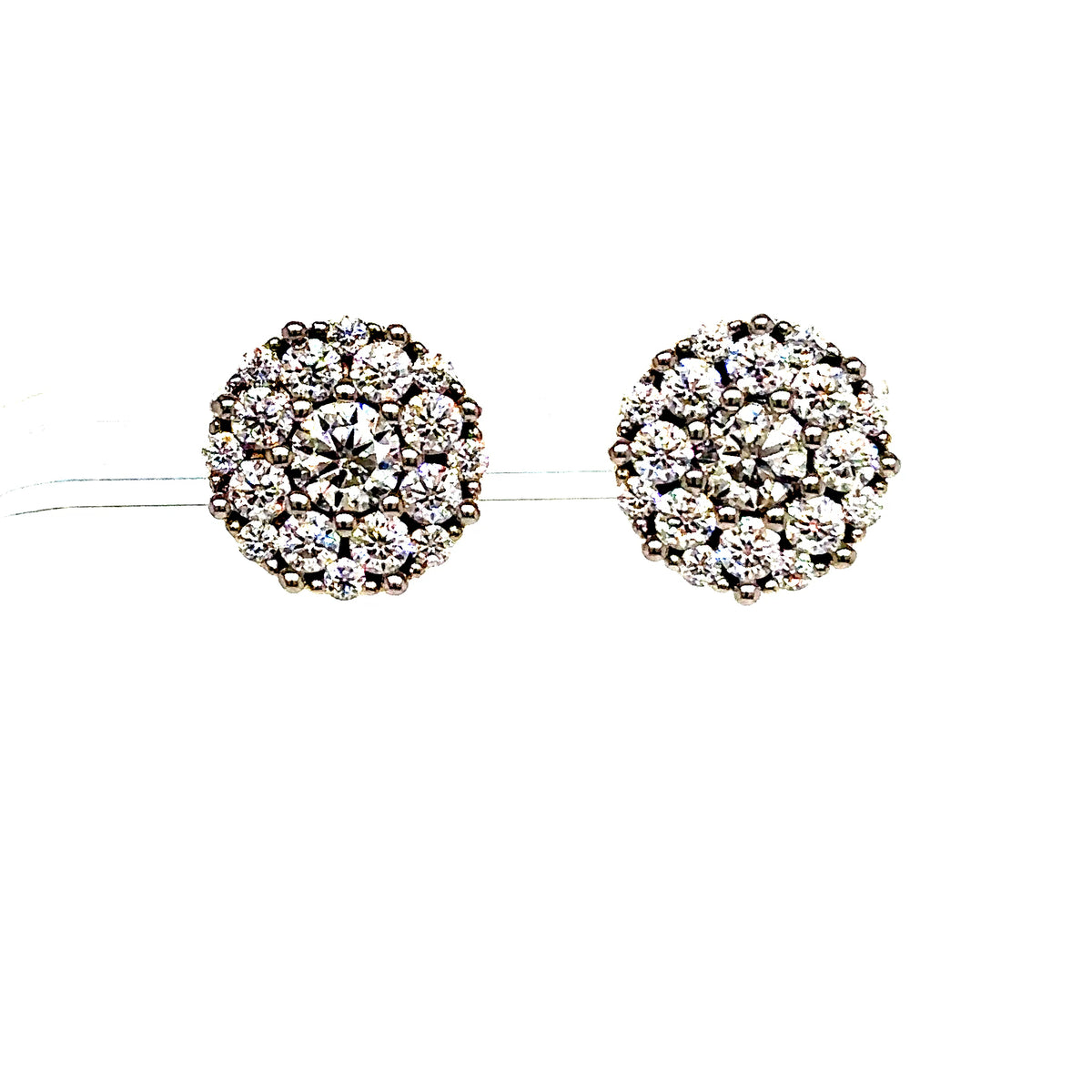 925 S.S. VVS Moissanite Point Flower Cluster Earrings