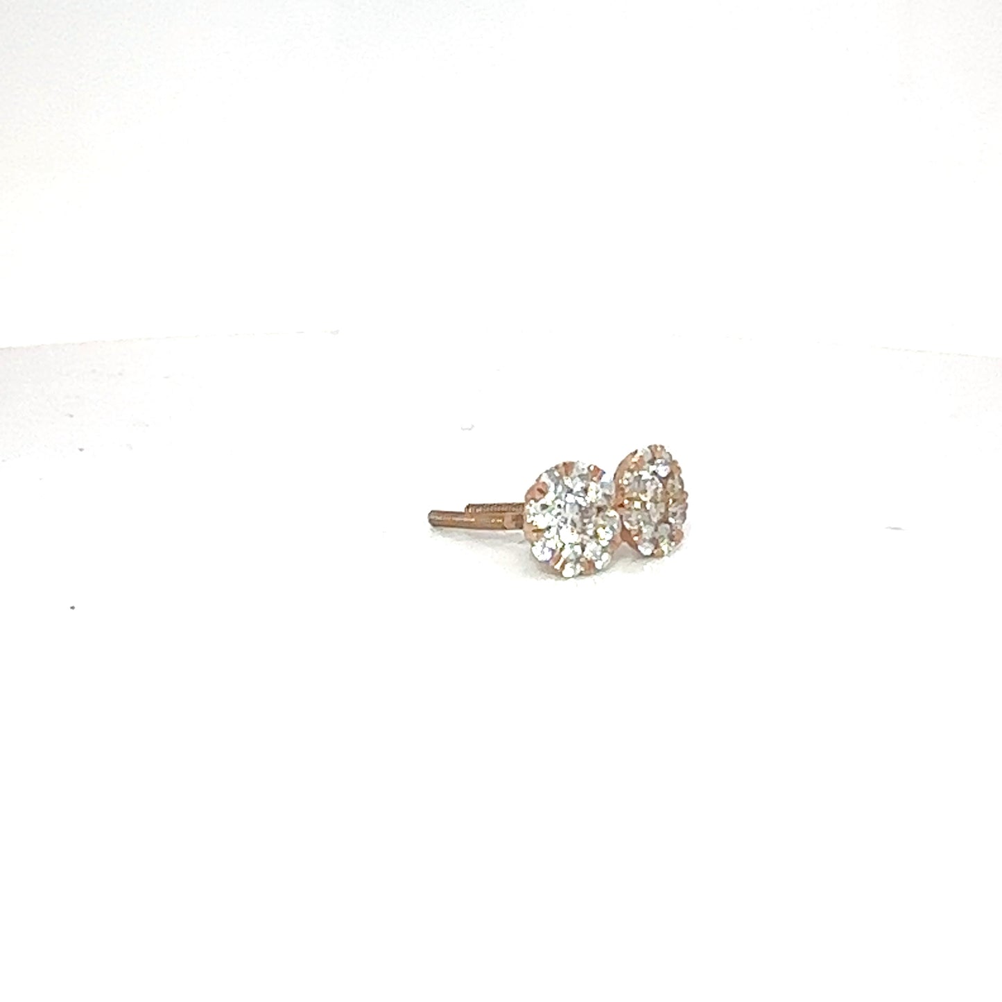 14k Rose Gold Round Diamond Earrings