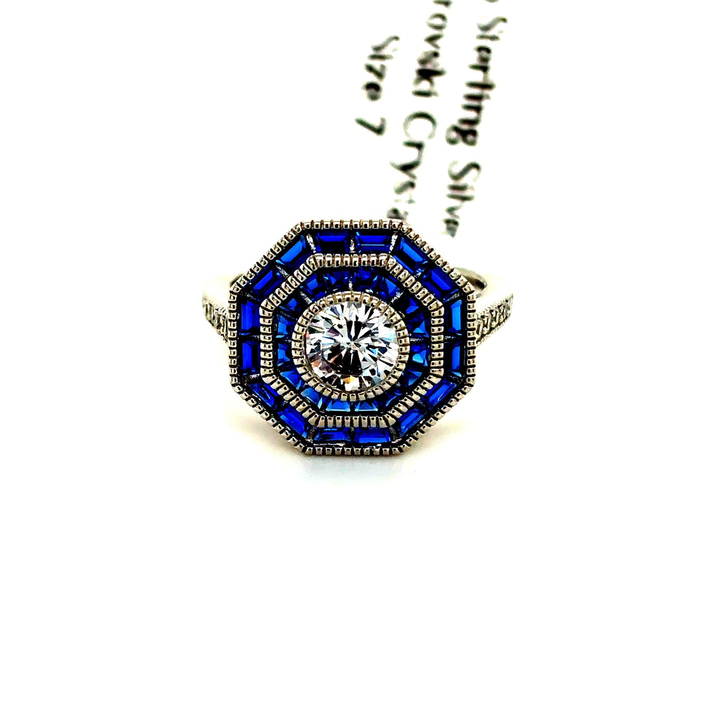 925 S.S. Blue Swarovski Crystal Ring