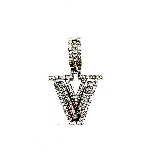 925 S.S. CZ Stone Letter V Pendant