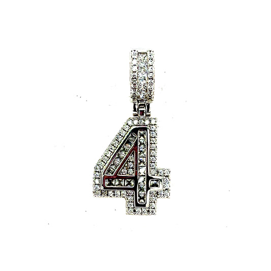 925 S.S. CZ Stone Number 4 Pendant