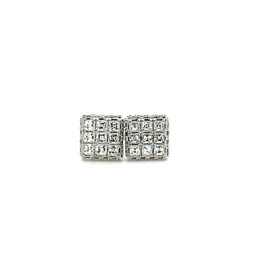 14k White Gold Square VS Diamond Earrings