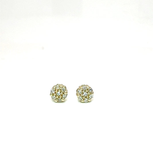 14k Gold Diamond Flower Earrings