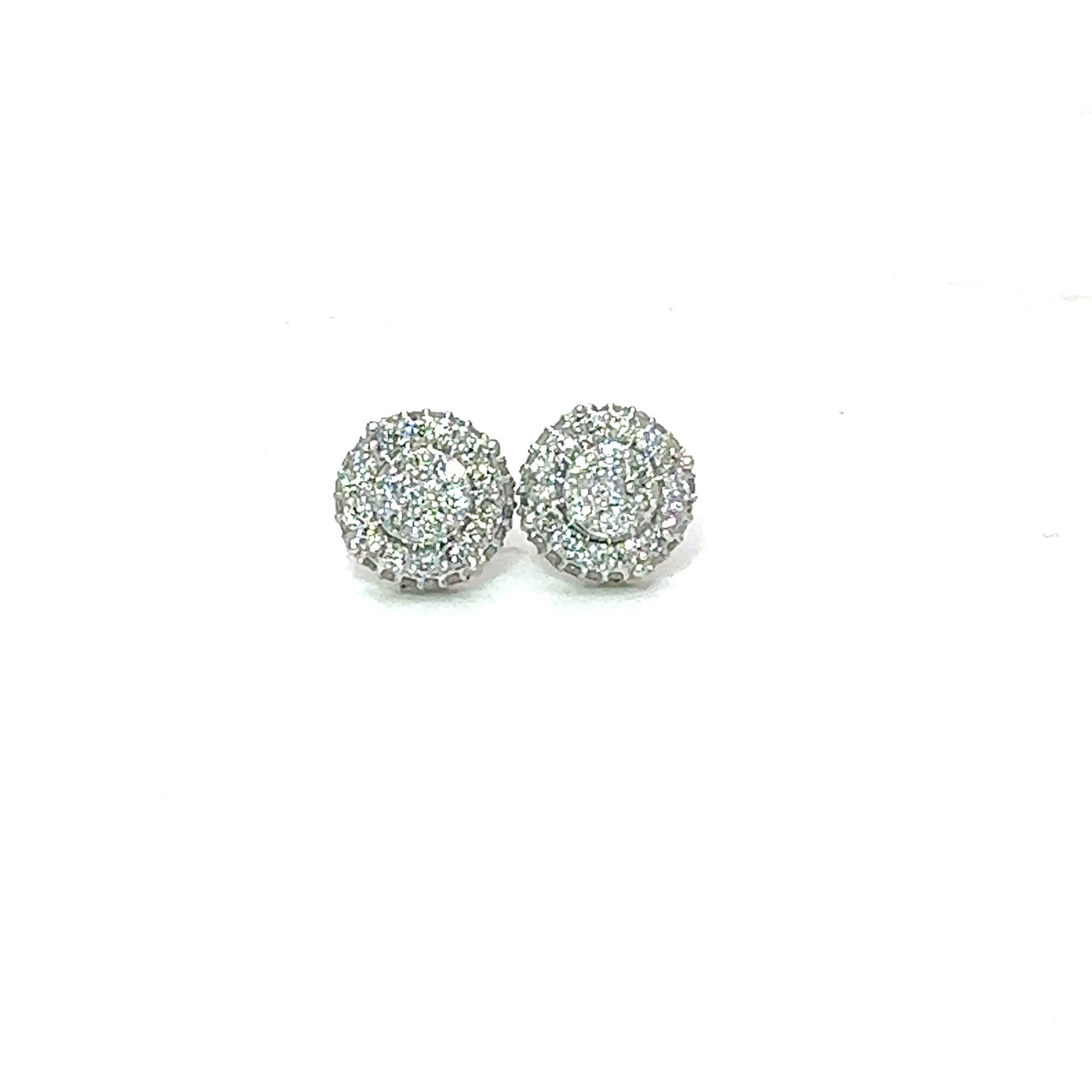 10k White Gold Round Diamond Earrings