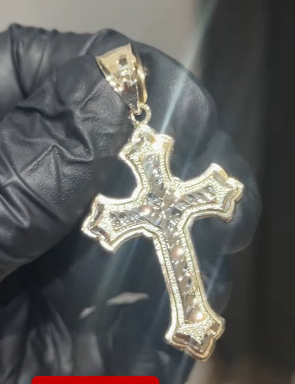 10k Gold diamond cut cross