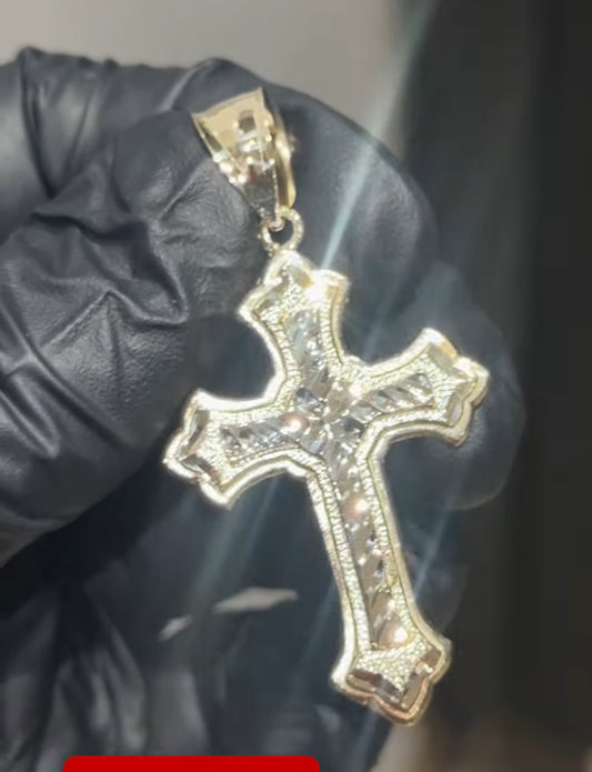 10k Gold diamond cut cross