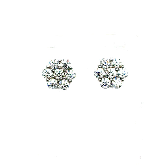 925 S.S. Moissanite Flower Earrings