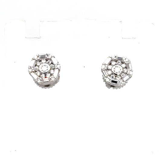 925 S.S. VVS Moissanite Hexagon Earrings