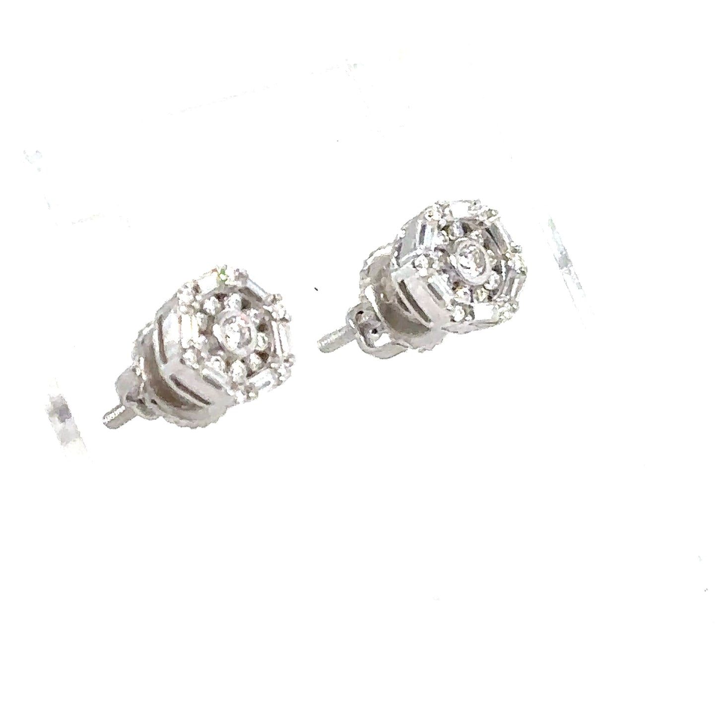 925 S.S. Hexagon Moissanite Earrings