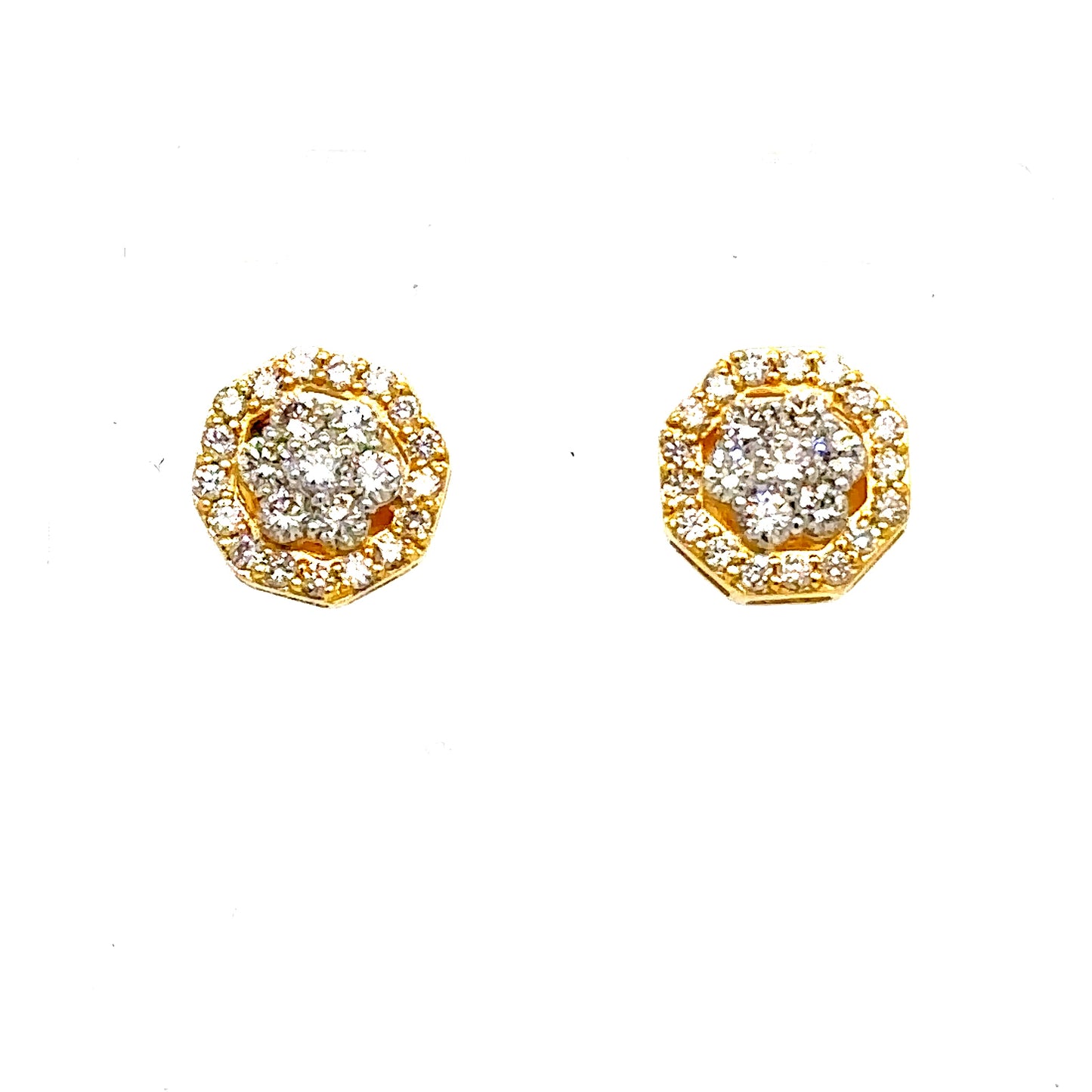 10k Gold Octagon Diamond Earrings