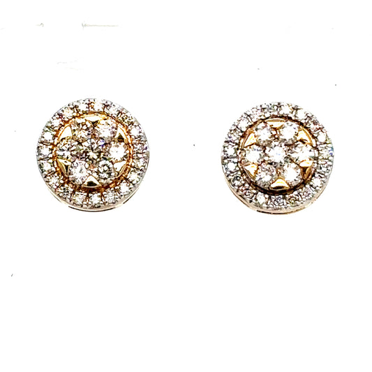 10k Gold Round Diamond Earrings
