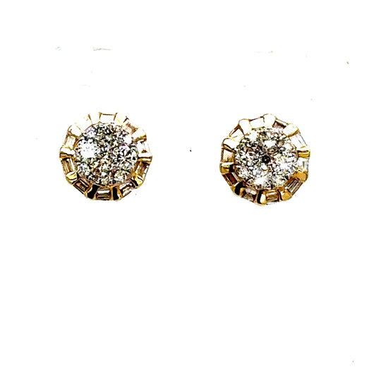 10k Gold Baguette Trim Diamond Earrings