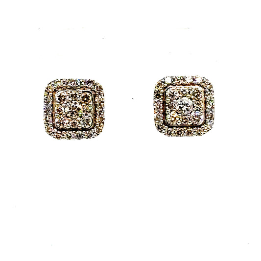 10k Gold Square Diamond Earrings