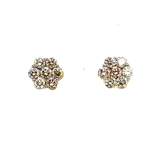 10k Gold Diamond Flower Earrings