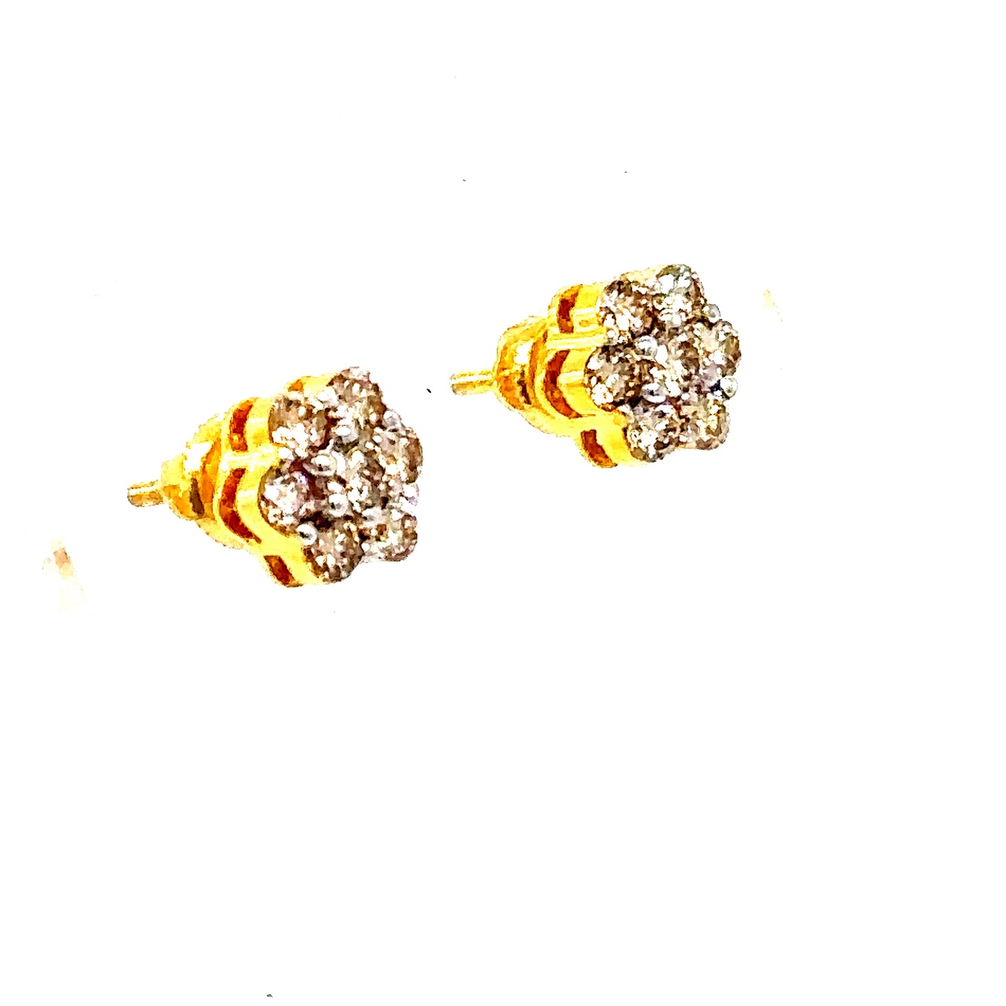 10k Gold Diamond Flower Earrings