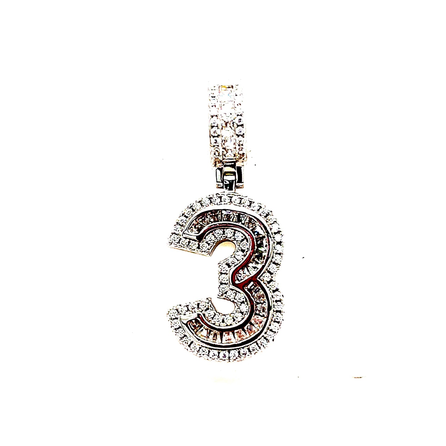 925 S.S. CZ Stone Number 3 Pendant