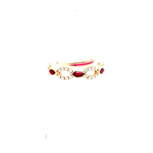 14k Rose Gold Natural Ruby & Diamond Ring