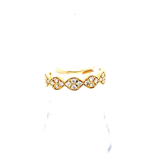 14k Yellow Gold Wavy Diamond Ring