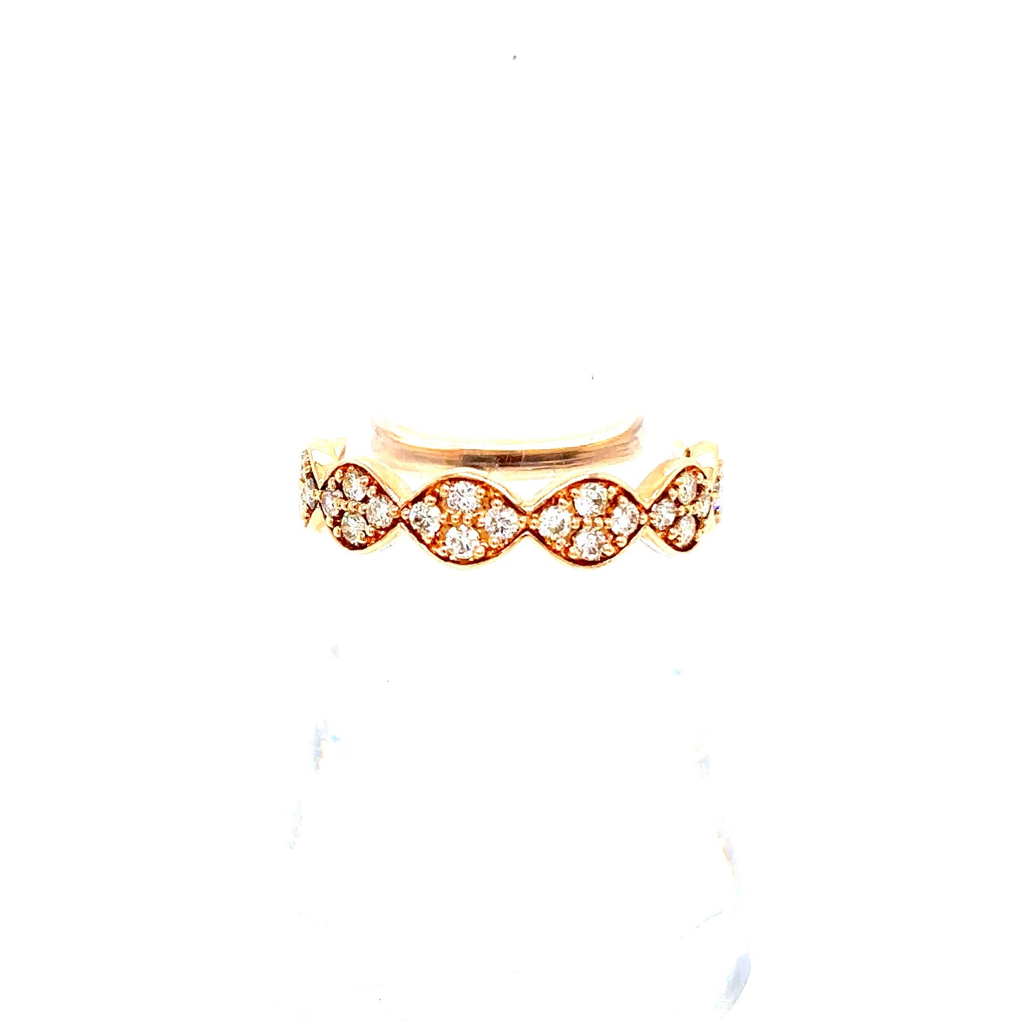 14k Rose Gold Wavy Diamond Ring