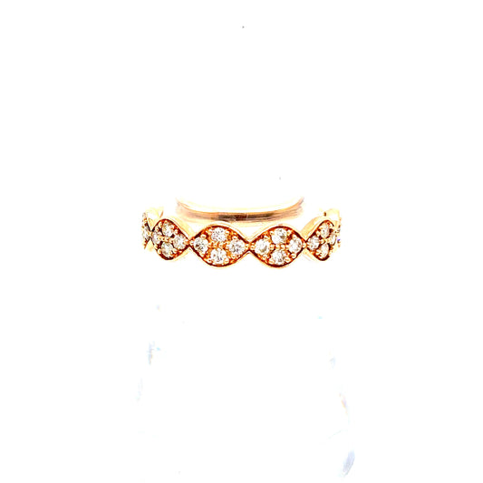 14k Rose Gold Wavy Diamond Ring