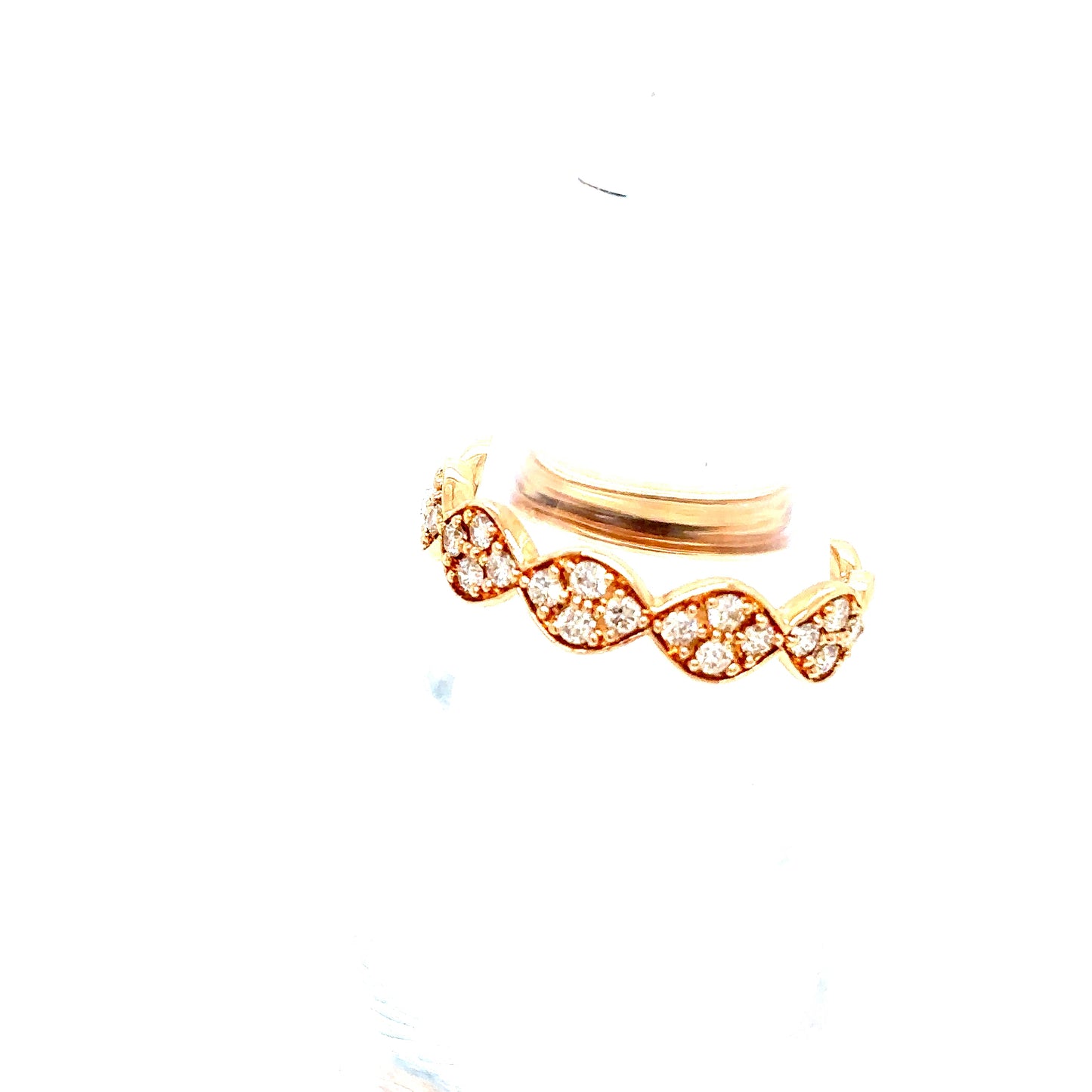 14k Rose Gold Wavy Diamond Ring