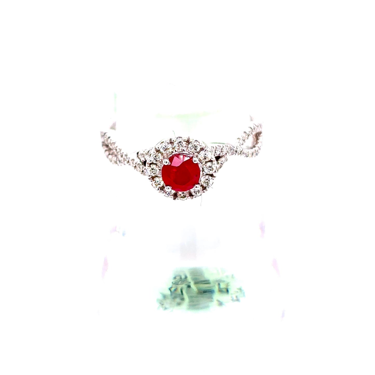 14k White Gold Ruby and Diamond Ring