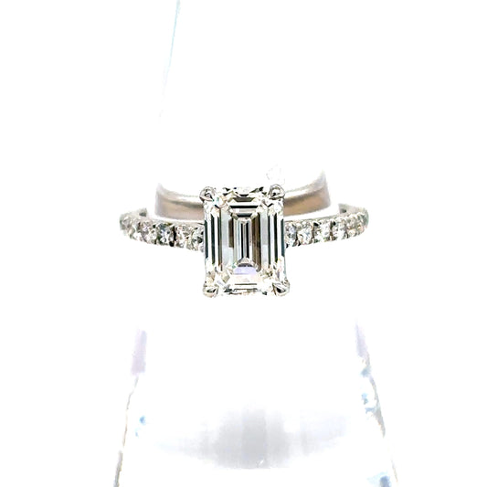 14k VVS Lab Emerald Cut Engagement  Ring