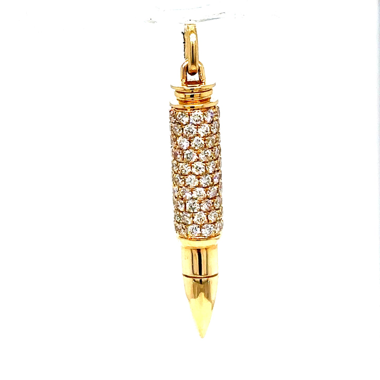 14k Gold 3D Diamond Bullet Pendant