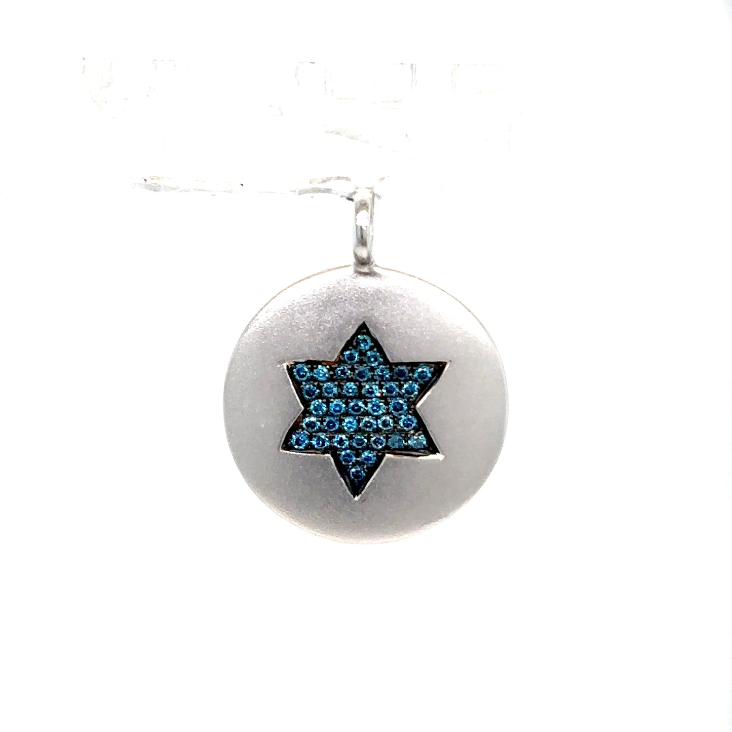 14k White Gold Blue Diamond Star of David