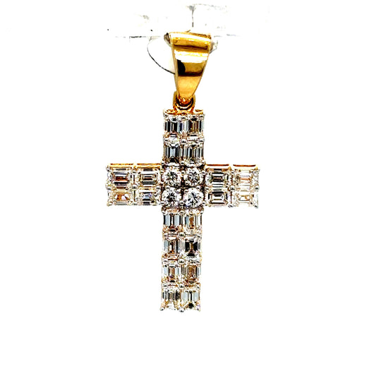 14k Gold Diamond Cross Pendant