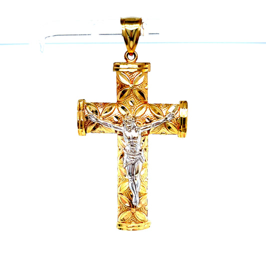 10k Gold 3D Jesus Cross Pendant