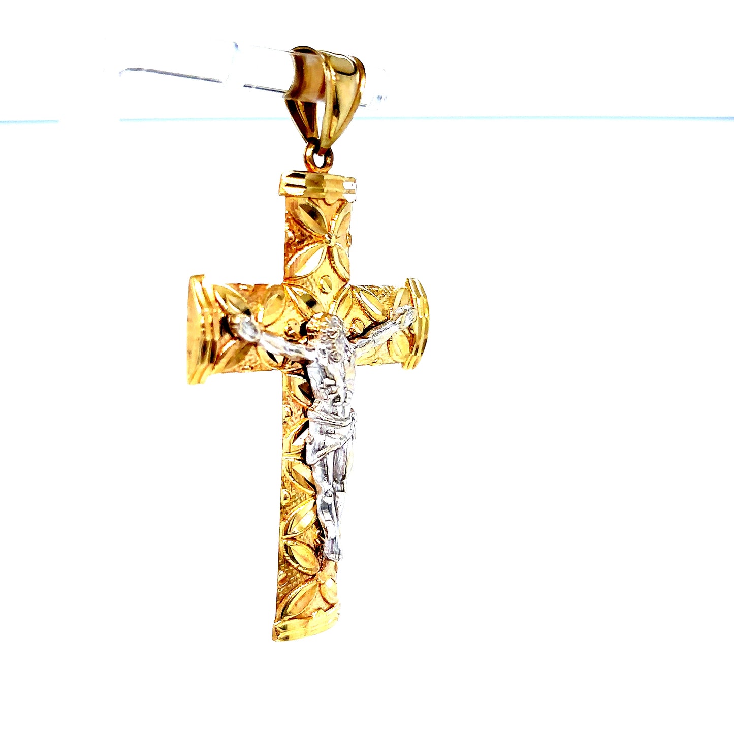 10k Gold 3D Jesus Cross Pendant