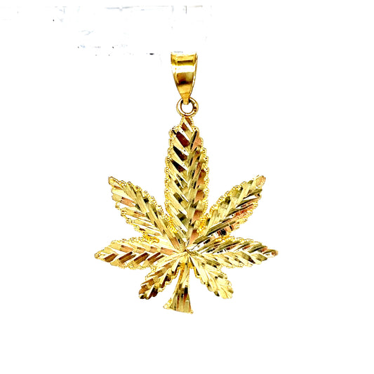 10k Gold Weed Leaf Pendant