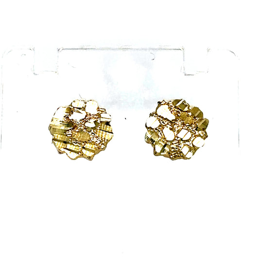 10k Gold Circle Nugget Earrings
