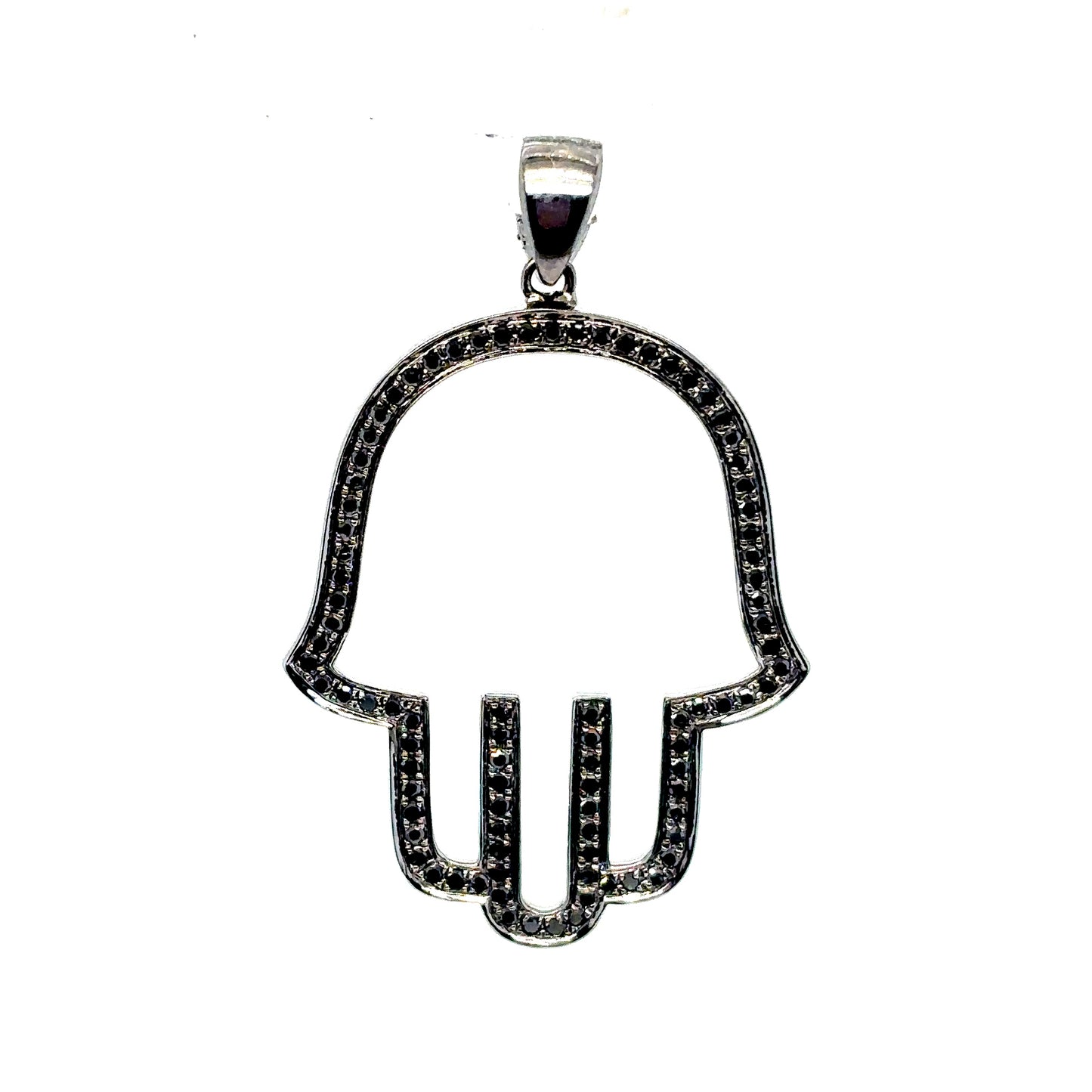 14k Black Diamond Black Gold Hamsa Pendant