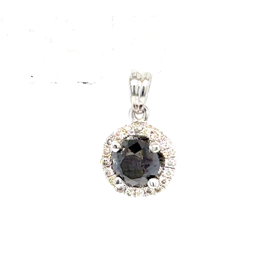 14k White Gold Black Diamond Pendant