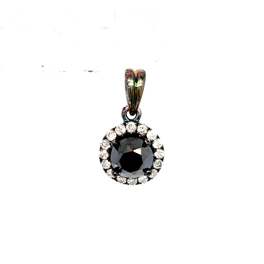 14k Black Gold Diamond Pendant